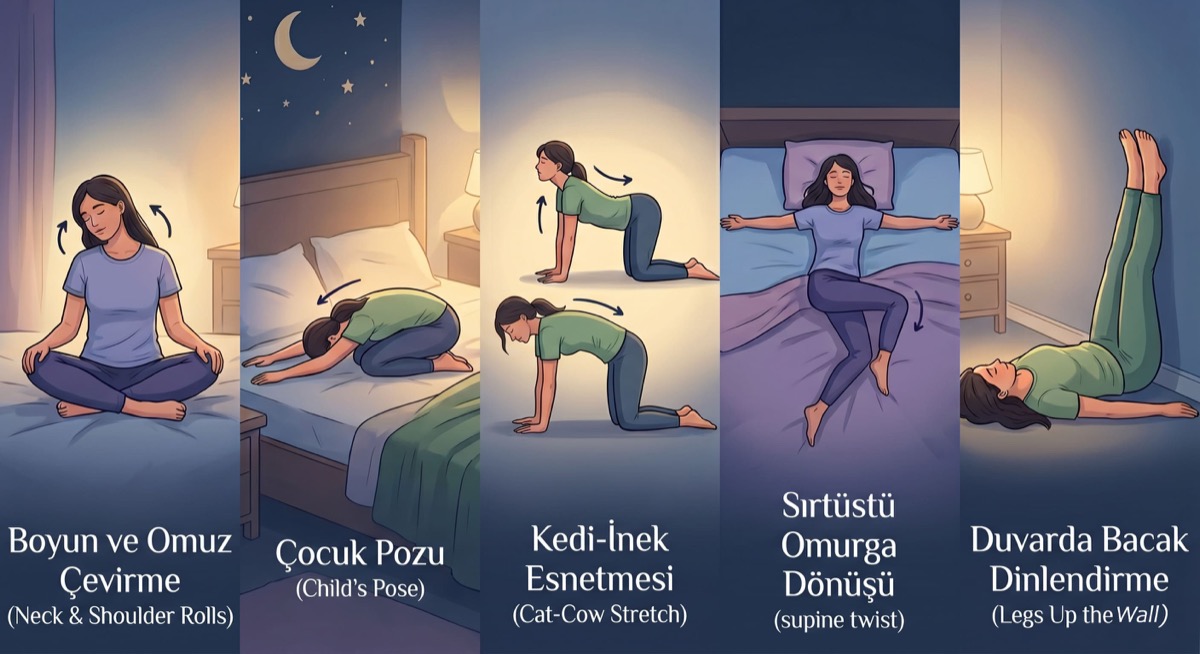 Uyku öncesi esneme pozisyonları